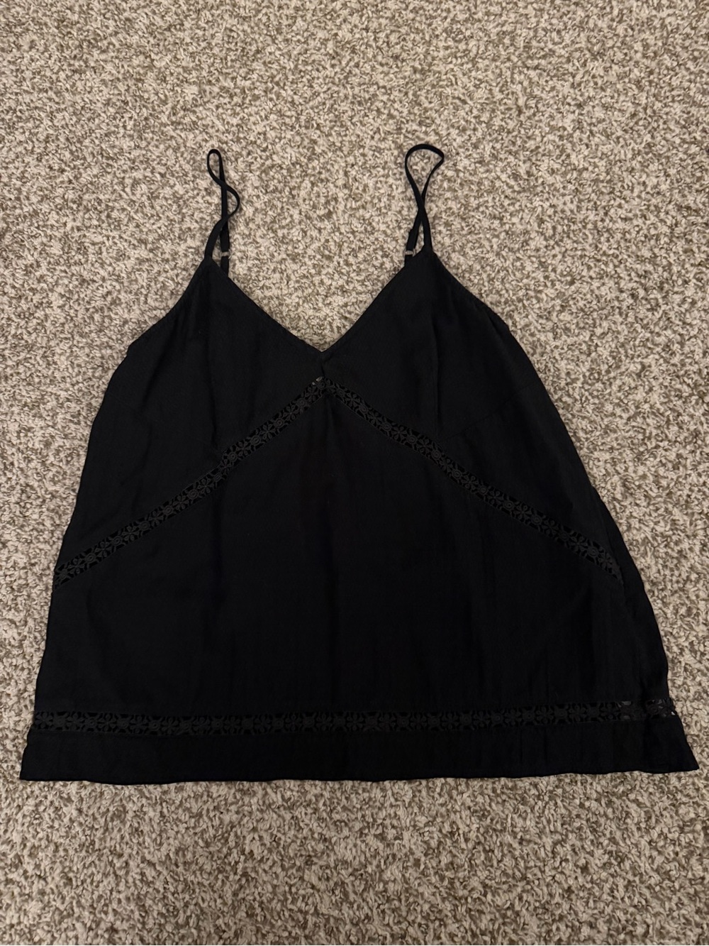 Abercrombie & Fitch Black Lace-Trim V-Neck Tank